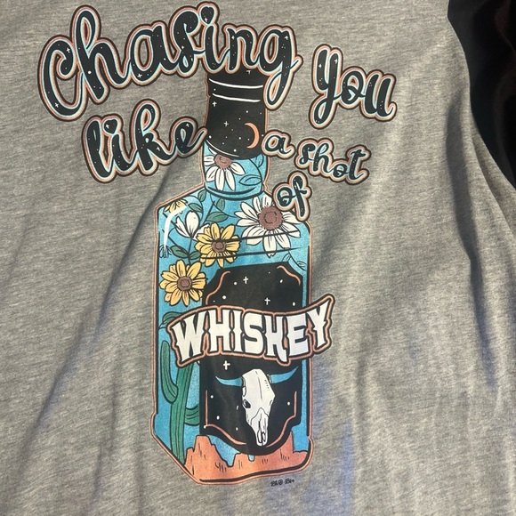 “Chasing You Like A Shot If Whiskey” Long sleeve tee size 2 XL - Picture 3 of 5